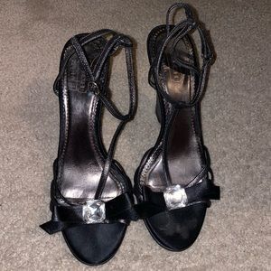 COACH Wedge diamond bow dressy heels 7.5